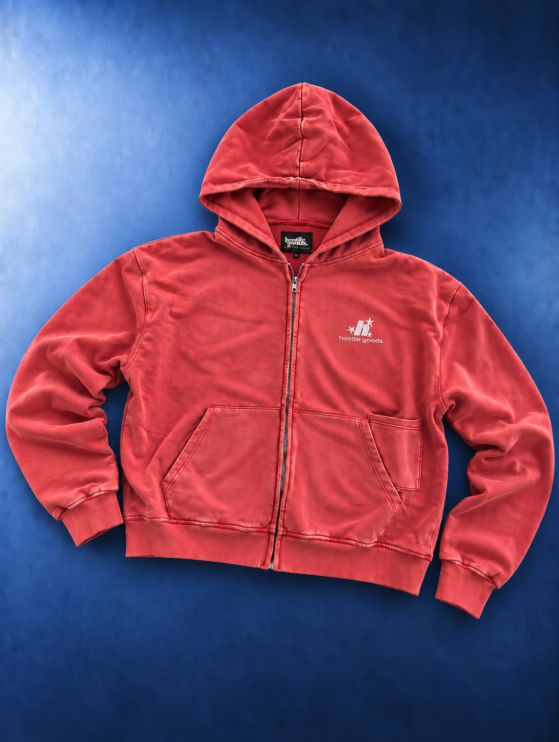 Washed Red Zip-Up Hoodie